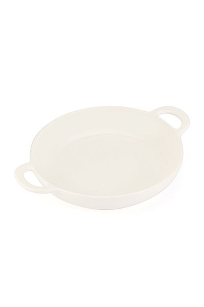 MİEN 29 cm White Mien Porcelain Presentation Plate with Handle