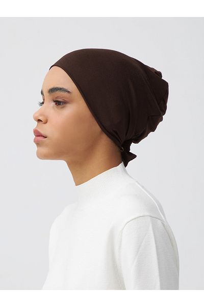 Femple Modest Coffee Bean Colored Flat Tied Bone Underscarf