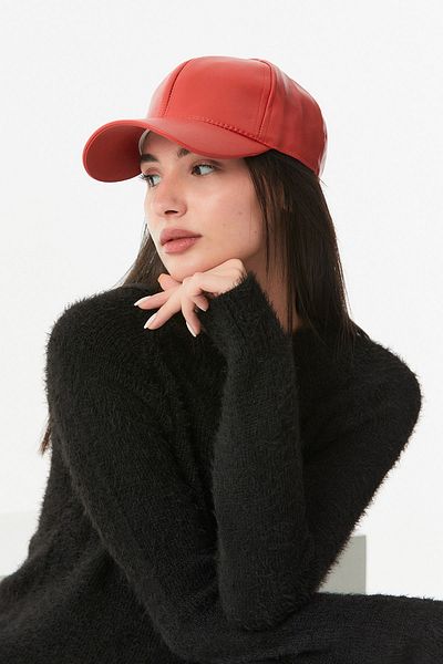 Fulla Moda Faux Leather Back Adjustable Cap Hat