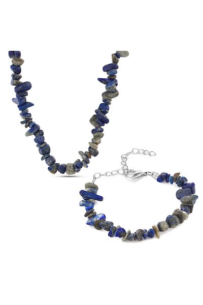 Forentina Navy Blue Jewelled Necklace and Bracelet Set - Ps3631