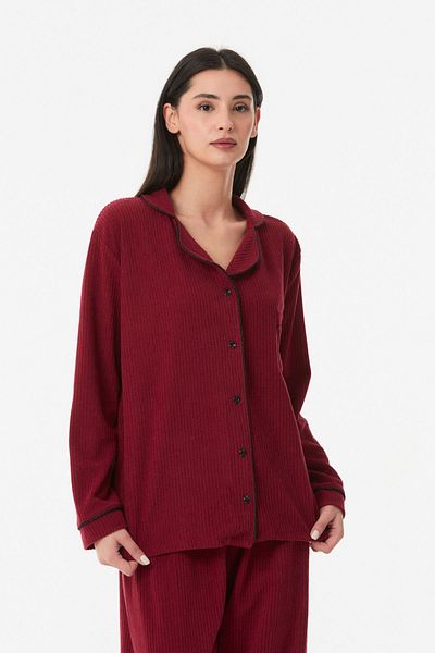 Fulla Moda Set pijama cu nasturi cu nervuri