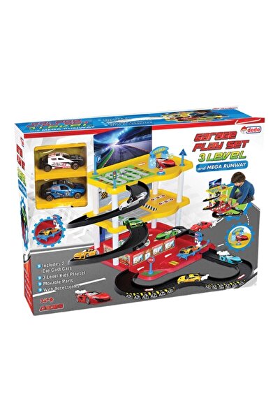 Dede Oyuncak 3-Tier Garage Play Set Toy Road Set Parking Lot with Cars -3068