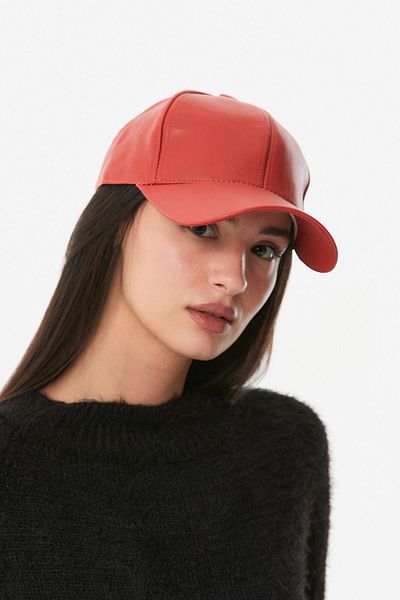 Fulla Moda Faux Leather Back Adjustable Cap Hat