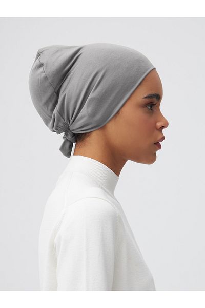 Femple Modest Gray Green Colored Tied Bonnet Underscarf