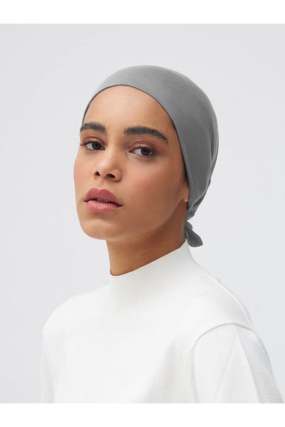Femple Modest Gray Green Colored Tied Bonnet Underscarf