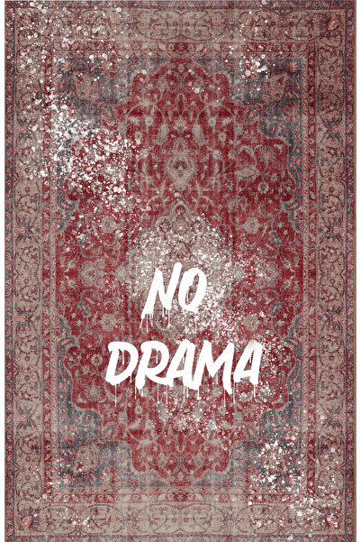 Rugs Modern Halı Written Koleksiyonu Bordo Motifli No Drama Yazılı Desenli Mo...