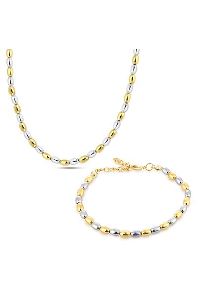 Forentina Double Color Cobra Necklace Bracelet Combination Jewelry Set Ps3624