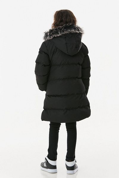 Fulla Moda Пухено яке за момиче с качулка и джоб с цип