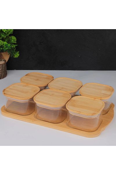 MİEN Mien 6-Piece Vacuum Glass Breakfast Bowl with Bamboo Lid