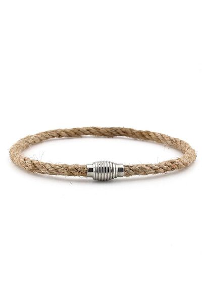 Solfera Men's Bracelet - Cream Color, Thin Rope Metal, Magnet Single Row M054B