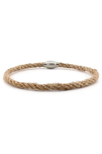 Solfera Men's Bracelet - Cream Color, Thin Rope Metal, Magnet Single Row M054B