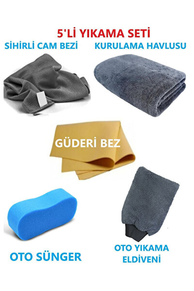 Vizyon Park Ekonomik 5'Li Araç Yıkama Kurulama ve Cila Temizlik Paketi-Kurula...