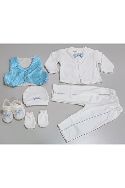 Sönmez Baby SATEN YELEKLİ ALTI PARÇA ERKEK KUTULU MEVLÜT SET BEBE TAKIM