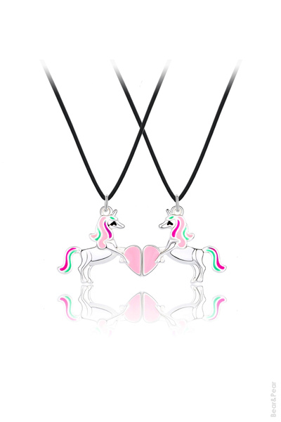 BearPear 2'li Mıknatıslı Kolye Unicorn Kolye Best Friends Arkadaşlık Kolyesi