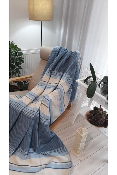 asildükkan Single Cotton Blanket, TV Blanket 150*200 Cm Blue