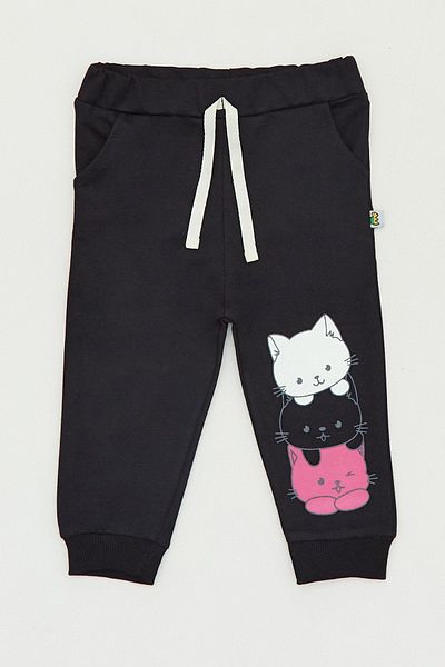 Fulla Moda Cat Printed Girls' Sweatpants with Elastic Legs