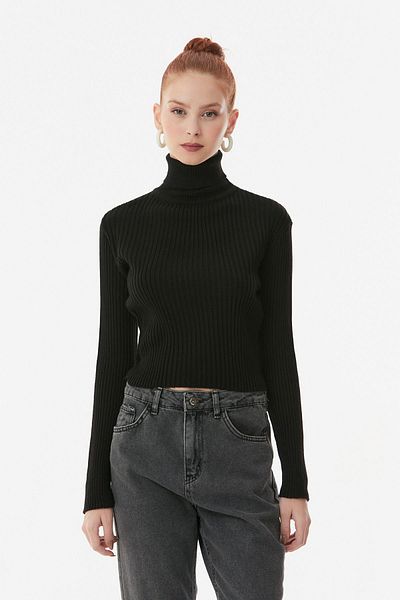 Fulla Moda Pulover cu gât rigilat