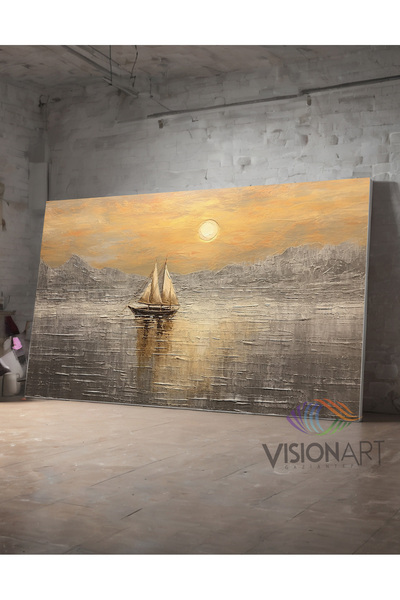 CANVASUM Yelkenli Gemi Yağlı Boya Görünümlü Kanvas TABLO