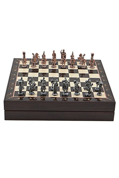 Gift Home Gifthome Orta Boy Metal Roma Satranç Takımı Antik Ve Ceviz Desenli ...