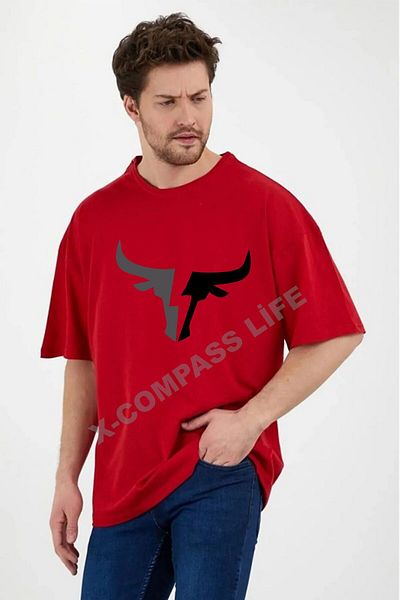 x-compass life Cotton Unisex Oversiz Bull Printed THsort