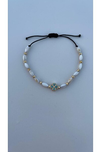 PONÇİK ACCESSORİES Yonca Figürlü Sedef Taşlı Asansörlü Bileklik