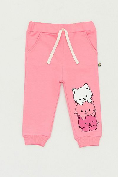 Fulla Moda Cat Printed Girls' Sweatpants with Elastic Legs