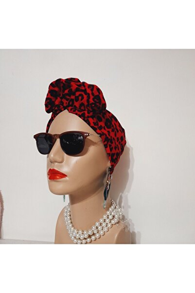 oben hobi فسكوزي أحمر ليوبارد موديل أفريقي سلك باندانا إكسسوار شعر نسائي من ا...