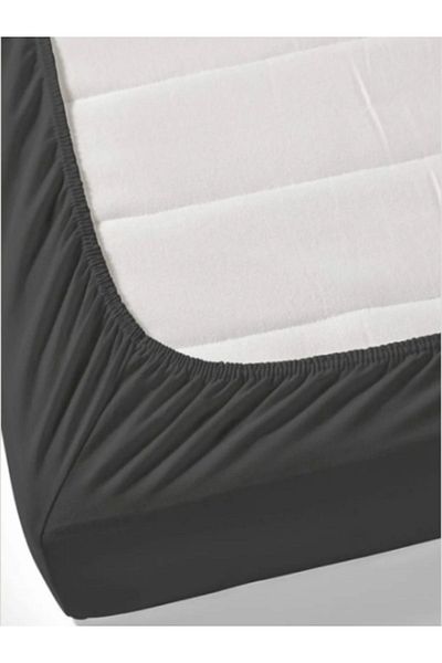 Melike Export Anthracite Color Double Combed Cotton Sheet - Elastic Waist Design