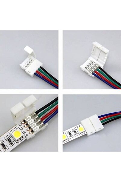 LEDONLİNE 10cm 3çip Rgb Şerit Led Ekleme Aparatı Kablolu 4 Pin Birleştirici
