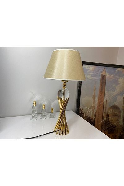 asellus Misbah Twist Lampshade Table Lamp Crystal Glass Gold Plated, Lampshade