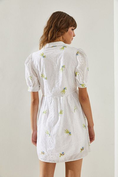 Bianco Lucci Gemustertes Damen-Korbkleid mit Hemdkragen