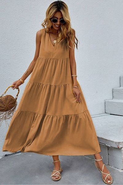 Bestenur Φόρεμα με λαιμόκοψη σε χρώμα βιζόν 881