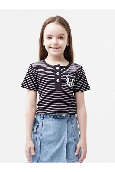Zekids Lc Απλικέ ριγέ κοριτσίστικο Crop T-shirt
