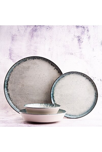 BY BONE Smooth Ambiance Blue Mavi Renkli Modern Iskandinav 24 Parça 6 Kişilik Yemek Takımı - Yemek Seti