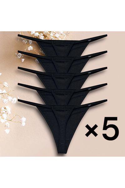 exciting dreams Pack of 5 Cotton Women's Rope Elastic Fall Thong