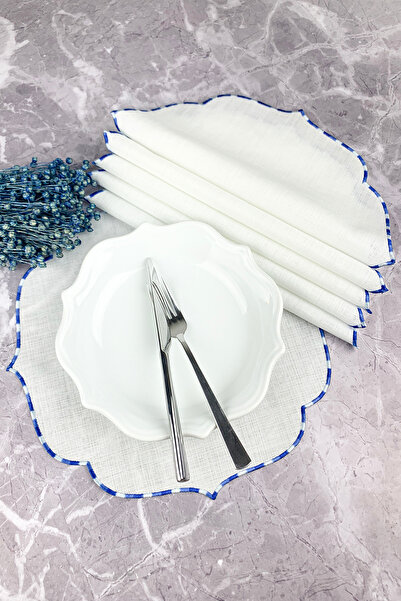 WEARE2 Set de 6 piese brodate în culoarea albastră, stil american