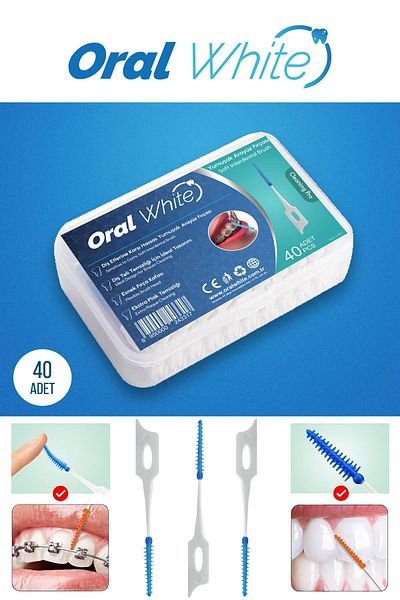 Oral White Soft Interface Brush Cleaning Pro Metal-Free 40 Pieces