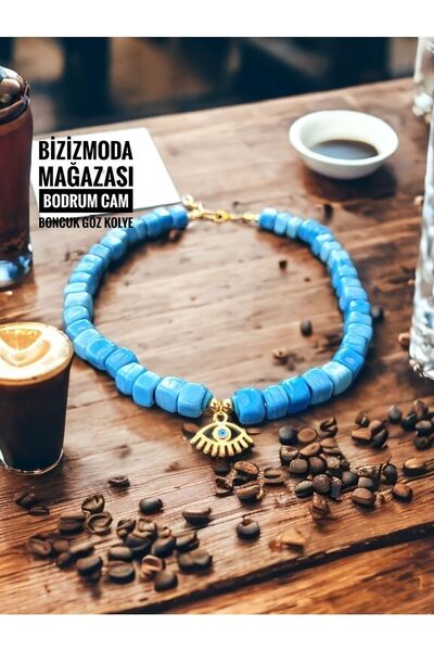 bizizmoda Mavi Cam Boncuk Bodrum Boncuk Nazar Boncuk Göz Kolye Nazar Boncuklu Kolye