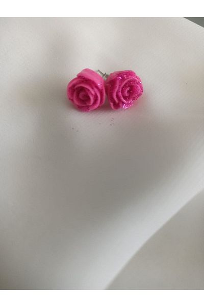 Bulut Bijuteri Aksesuar Rose Figured Nails Earrings