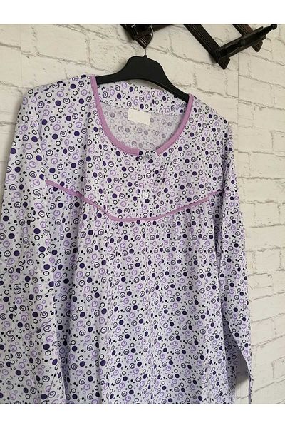 anne moda ankara Long Sleeve Full Summer Thin Cotton Nightgown