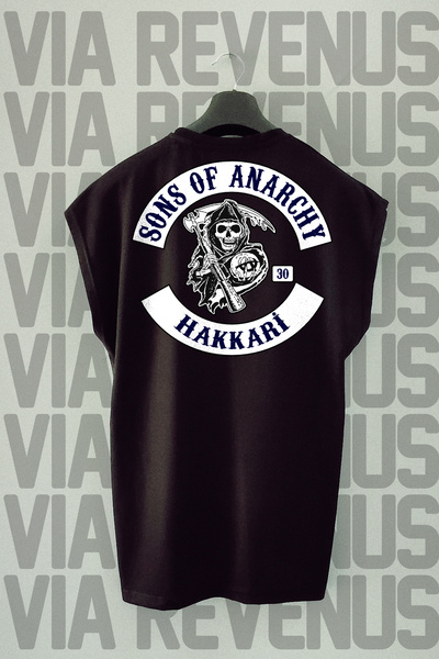 Vordevia Sons Of Anarchy - HAKKARI 30 crna sportska majica - leđa B Štampano ...