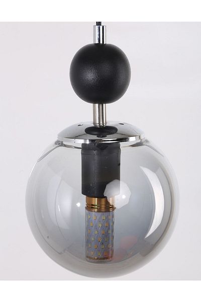 MŞ Aydınlatma Misket Black Chrome Plated Smoked Glass Chandelier