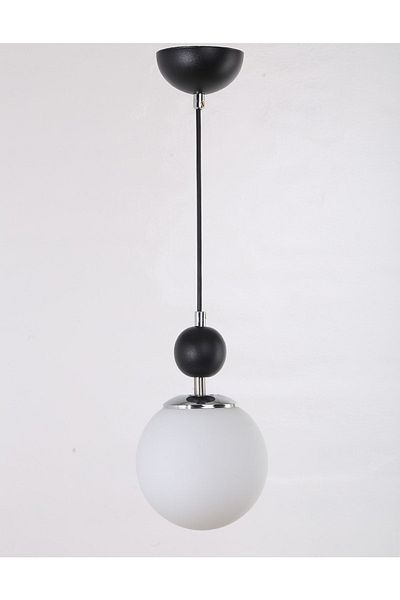 MŞ Aydınlatma Misket Black Chrome Plated White Glass Chandelier
