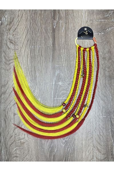 Selin Bengi Yellow & Red Fan African Braided Children's Buckle 8 Pieces
