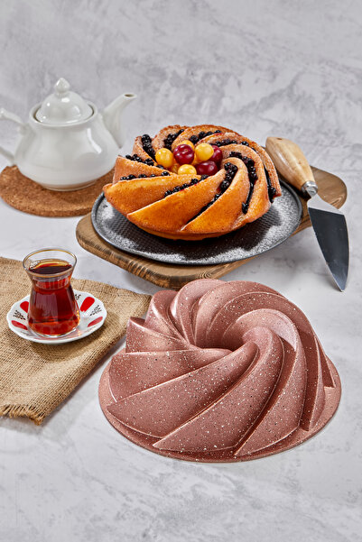 Mabeyn Döküm Granit Yanmaz Yapışmaz Rüzgar Gülü 26 cm Kek Kalıbı Rosegold