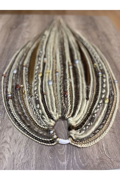 Selin Bengi Rasta Mix African Knitted Buckle 35 Pack - Platinum & Yellow & Auburn
