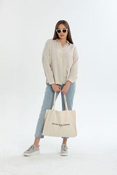 OKTAYUSTA COLLECTİON Пляжна сумка з кишенями з принтом, сумка через плече, полотняна сумка