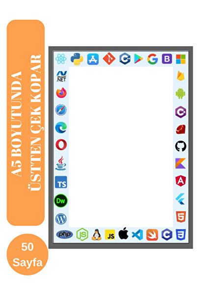 Srctech Yazılımcı Tasarımlı Çizgisiz Planlayıcı Not Defteri A5 Boyutunda 50 S...