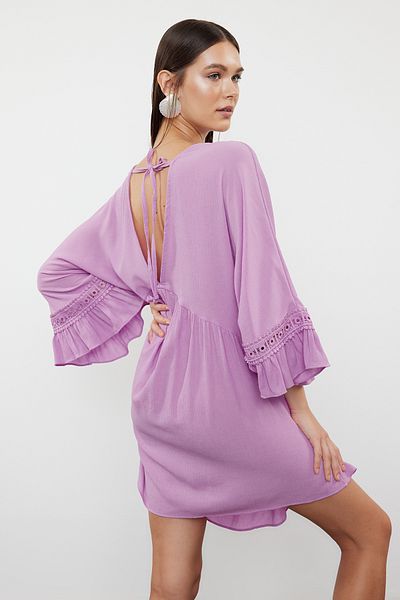 Trendyol Collection Pink Mini Woven Beach Dress - Striped, Accessory TBESS21EL2759