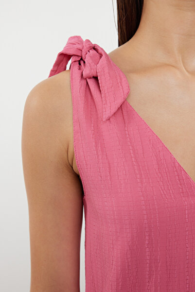 Trendyol Collection Μίνι φόρεμα με φούξια υφαντό λεπτομέρεια με κορδόνια TBESS23EL00108